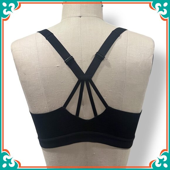 VSX SPORT Med. Support Perforated Black Sports Bra w/Criss-Cross Straps - 36B - Picture 2 of 6